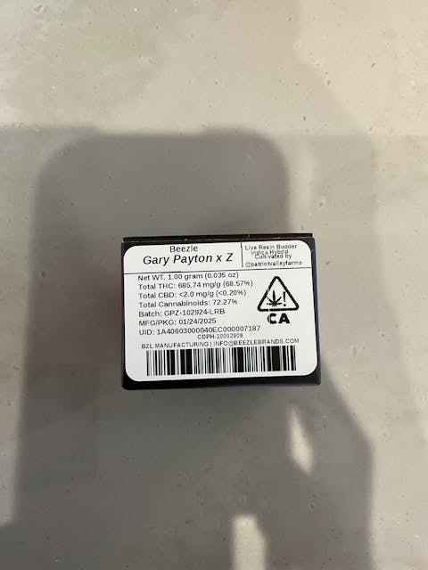 Photograph of product: Live Resin Budder - Gary Payton x Z - 