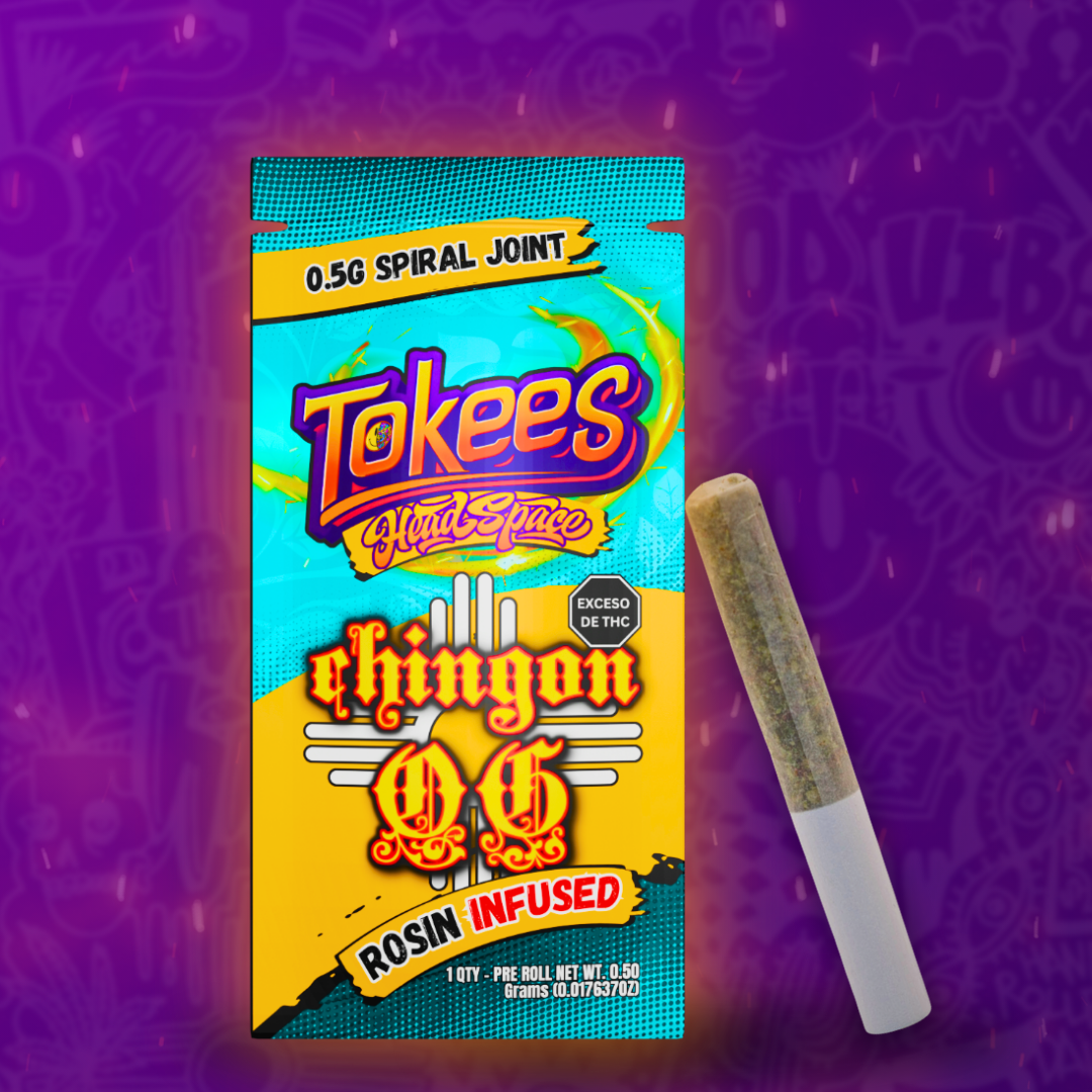 Photograph of product: Tokees | Chingon OG | Infused Joint Rosin Infused | Head Space