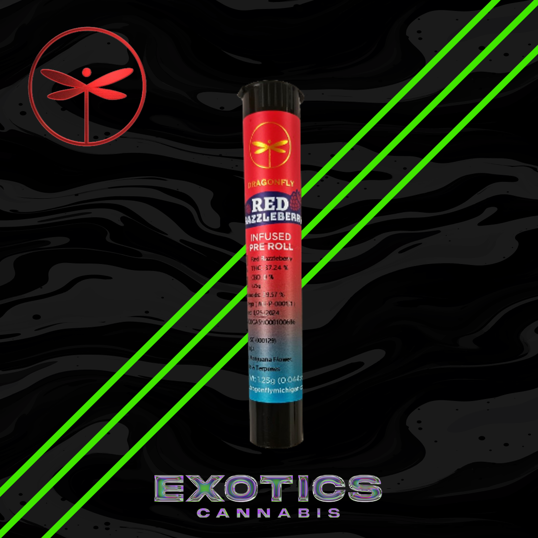 Photograph of product: Dragonfly - Red Razzleberry Infused Pre-roll (10/$17.49)
