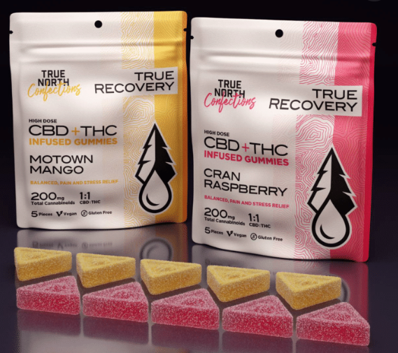 Photograph of product: Motown Mango Recovery 1:1 TH-oui:CBD Gummies 5-Pack | 100mg