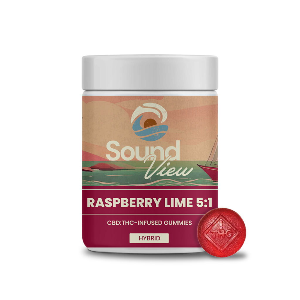Photograph of product: Raspberry Lime 5:1 CBD Gummies | C505mg T94mg | 00091 | 20pk