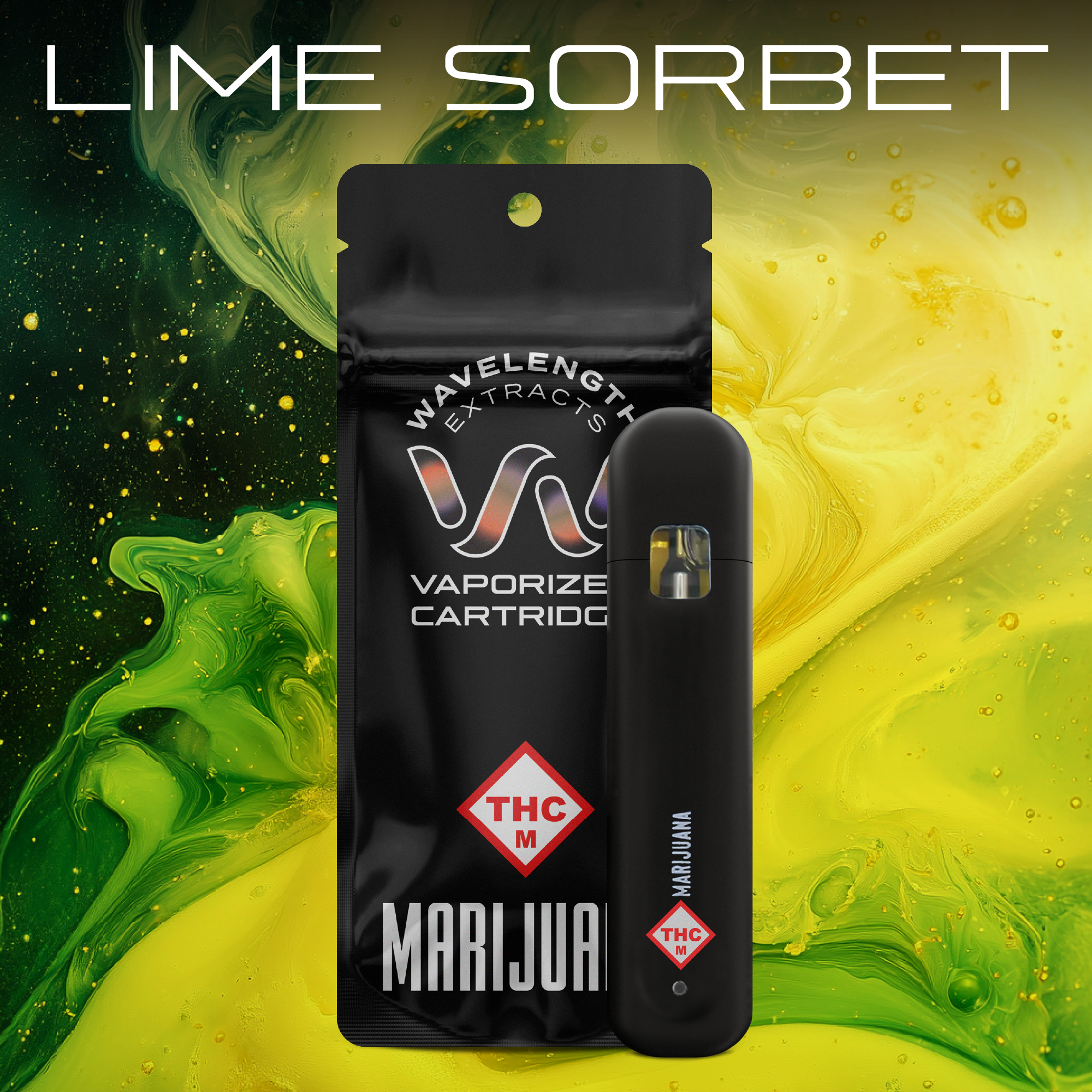 Photograph of product: WAVELENGTH - DISPOSABLE DISTILLATE - 1G - LIME SORBET - Oui'd