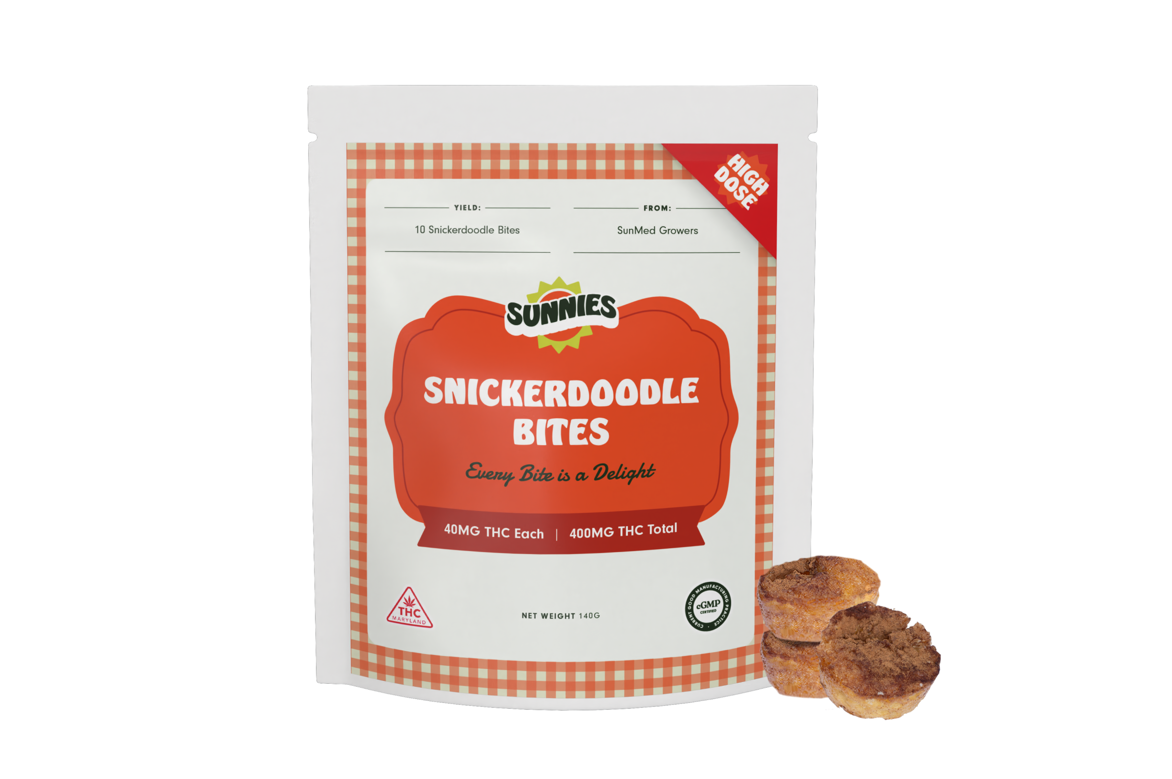 Photograph of product: Sunnies High Dose Snickerdoodle Bites 10-Pack 40mg