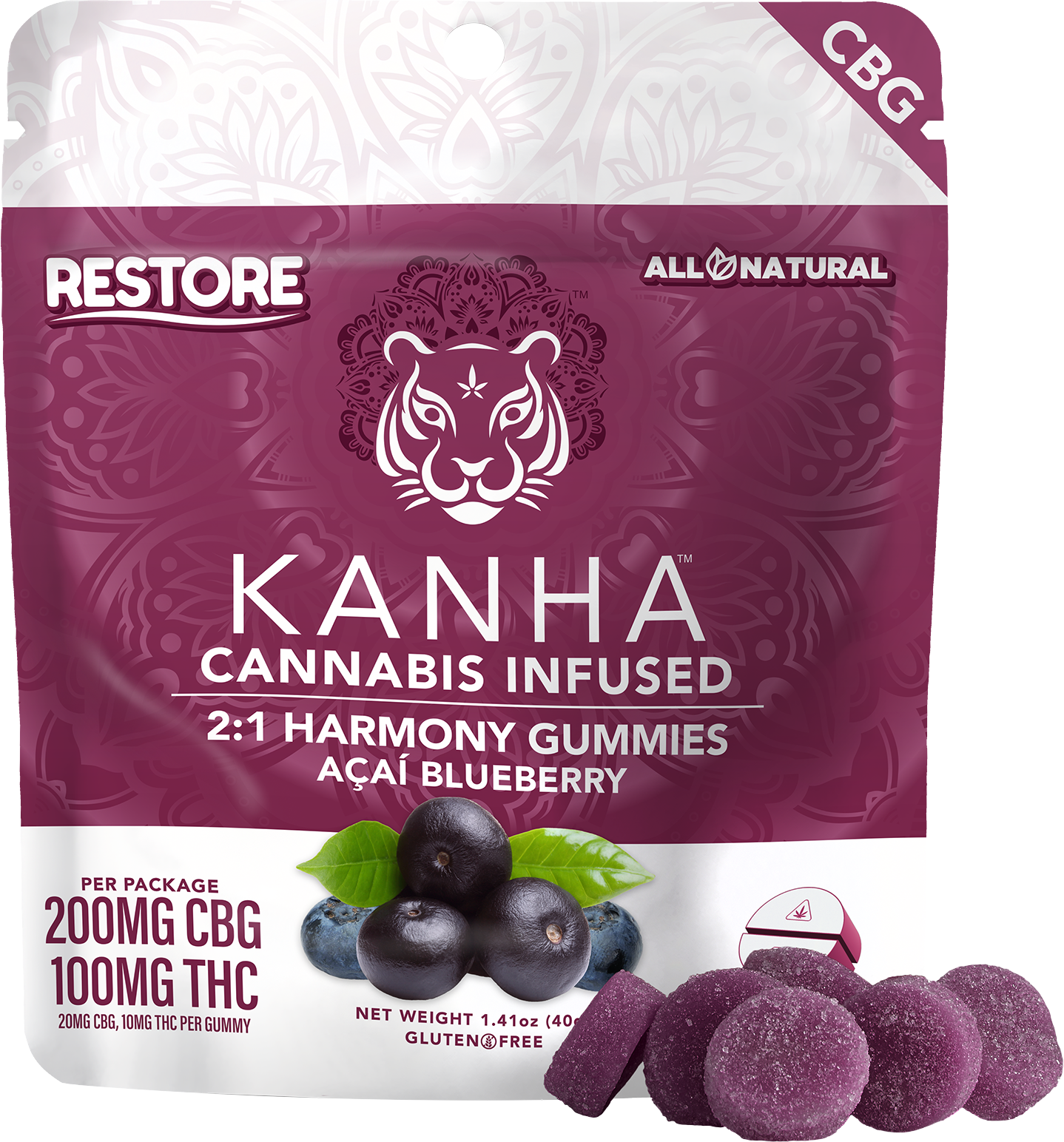 Photograph of product: Harmony 2:1 CBG:THC Gummies | Kanha | - 100mg