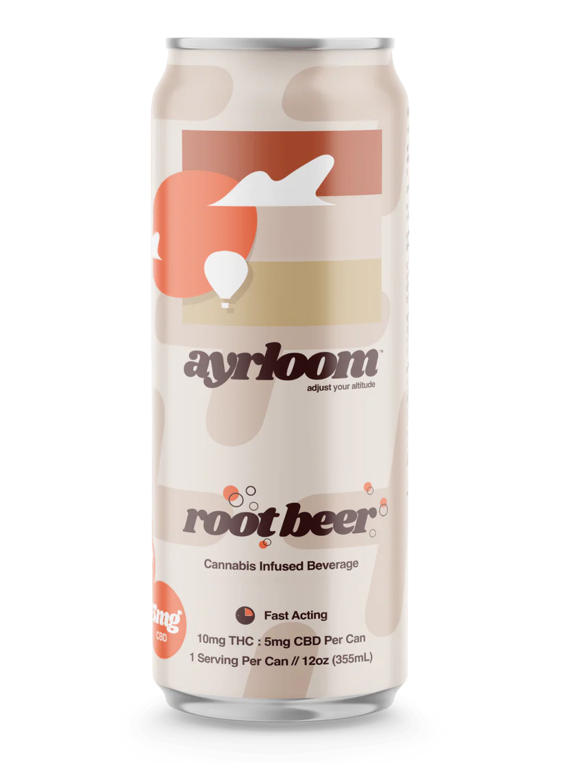 Photograph of product: AYRLOOM "UP" | ROOT BEER 2:1 TH-oui:CBD) | FAST ACTING BEVERAGE | 40MG(4PK)