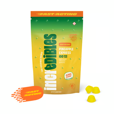 Photograph of product: Incredibles Pineapple Express (Fast Acting) Gummy 10mg x 10ct - 2301