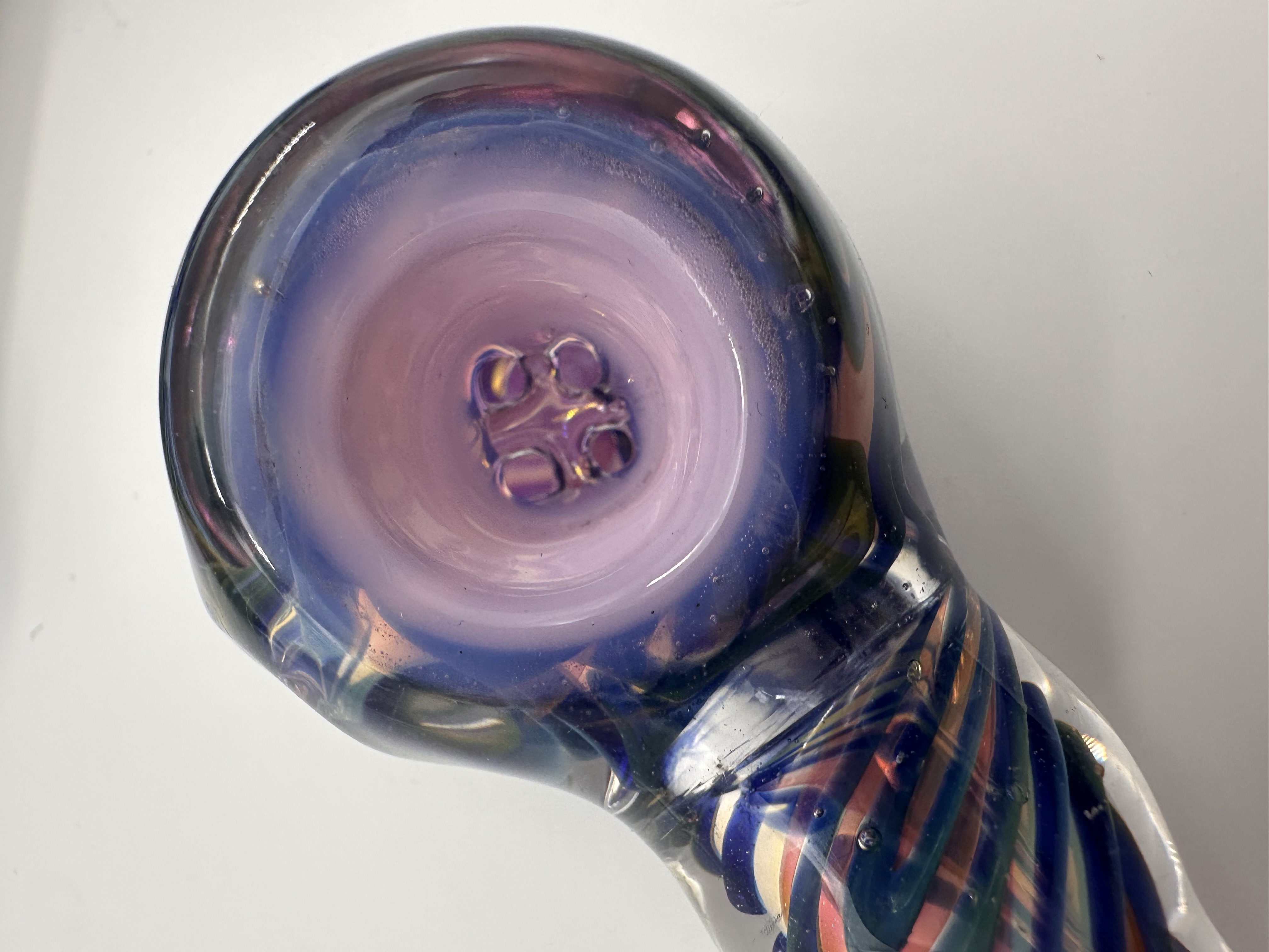 Photograph of product: American Khan Glass | $30 Bowl Hand Pipe | Blue Sticker