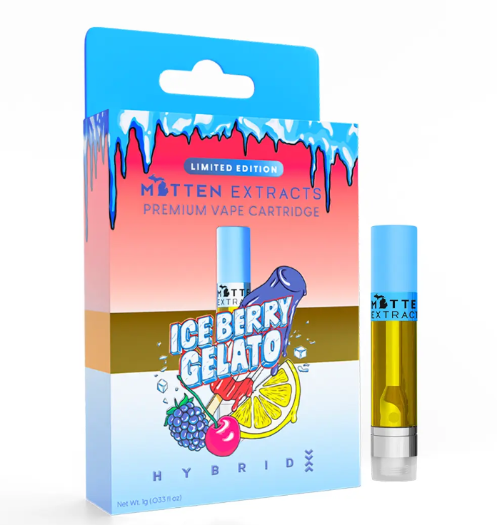 Photograph of product: Mitten Extracts - Cartridge 1g - Ice Berry Gelato - Hybrid - Limited Edition