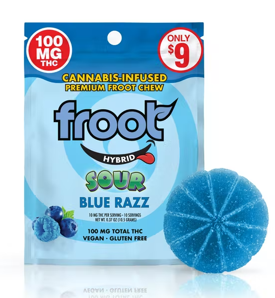 Photograph of product: Blue Razz Sour Gummy 100mg