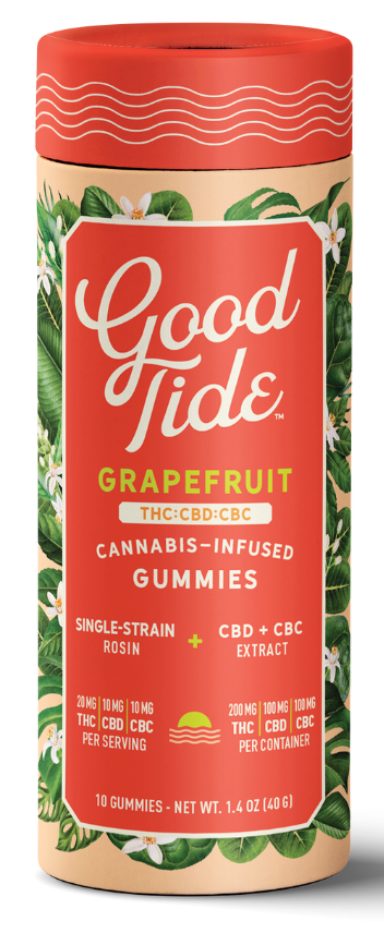 Photograph of product: Good Tide | Grapefruit | 200mgTHC:200mgCBD:200mgCBC Gummies