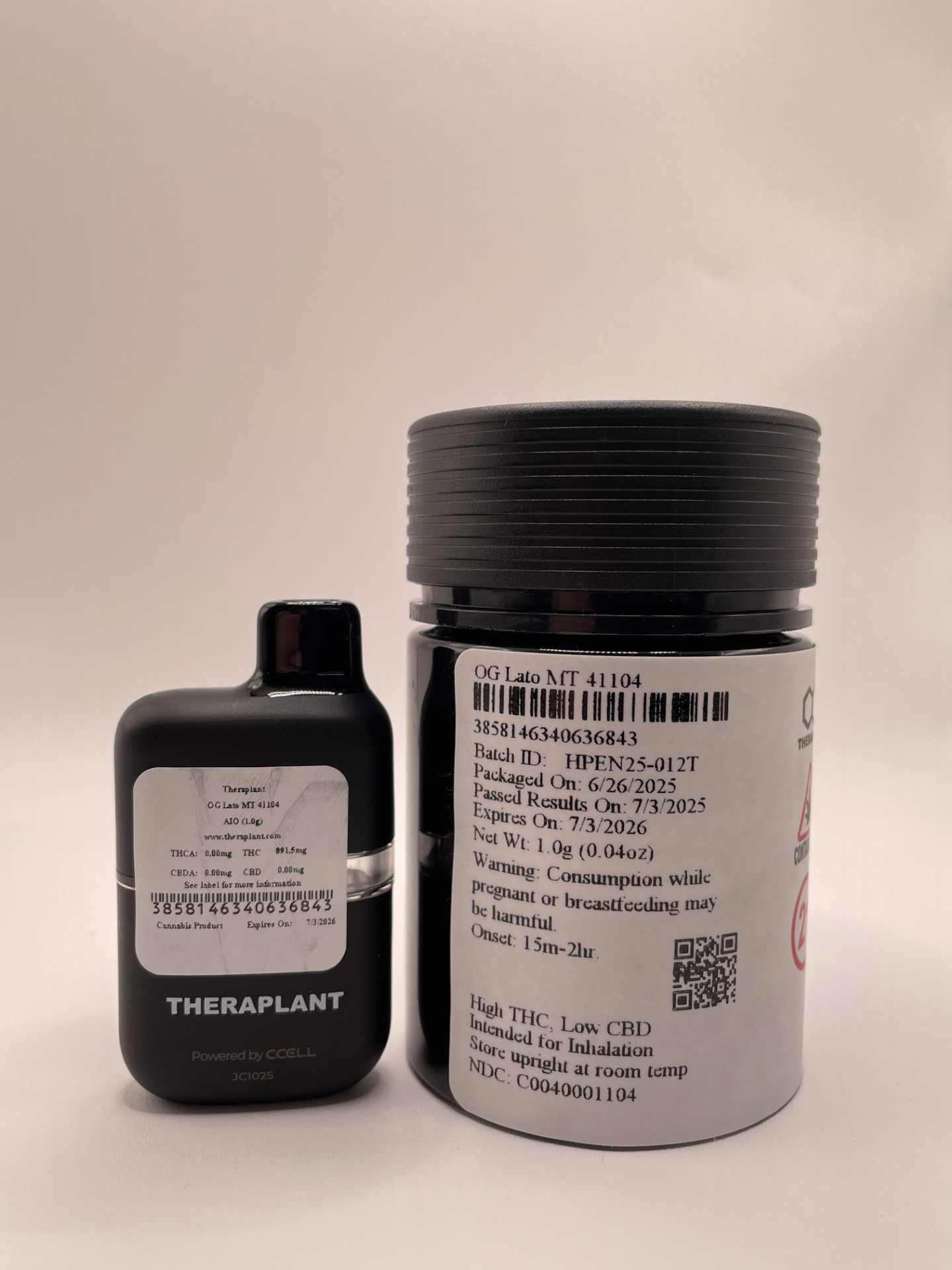 Photograph of product: OG Lato MT | 1g Disposable ( H ) | 41104 | Theraplant