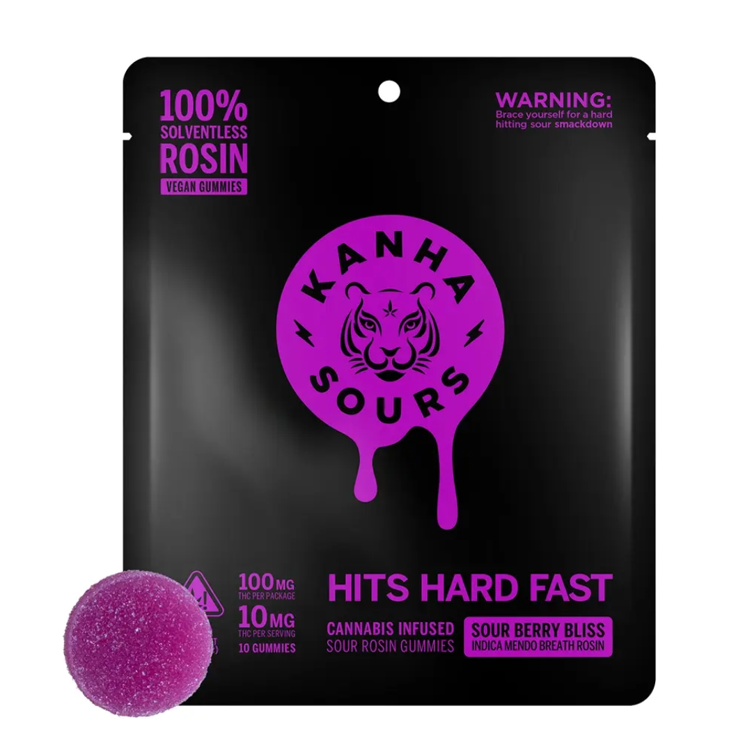 Photograph of product: KANHA - SOUR BERRY BLISS - SOLVENTLESS GUMMIES 100MG