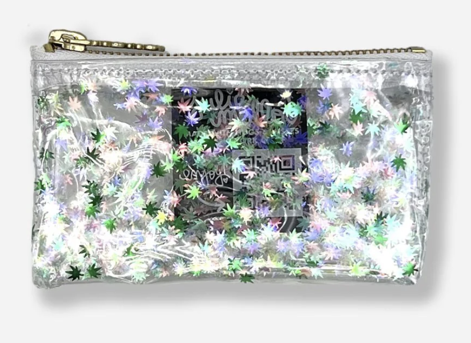 Photograph of product: KushKards | White Oui'd Confetti Mini Keychain Clutch