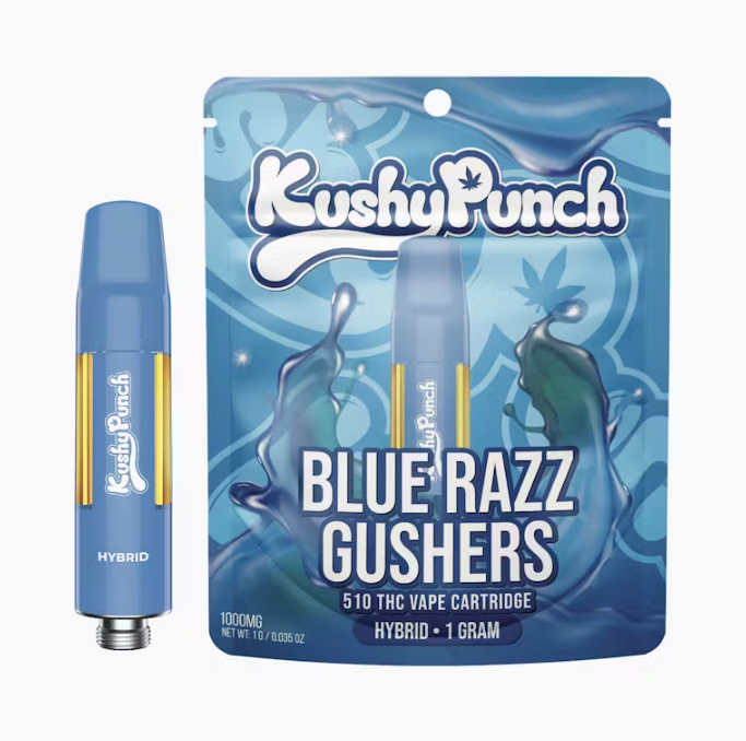 Photograph of product: KUSHY PUNCH | BLUE RAZZ GUSHERS - CARTRIDGE 1G
