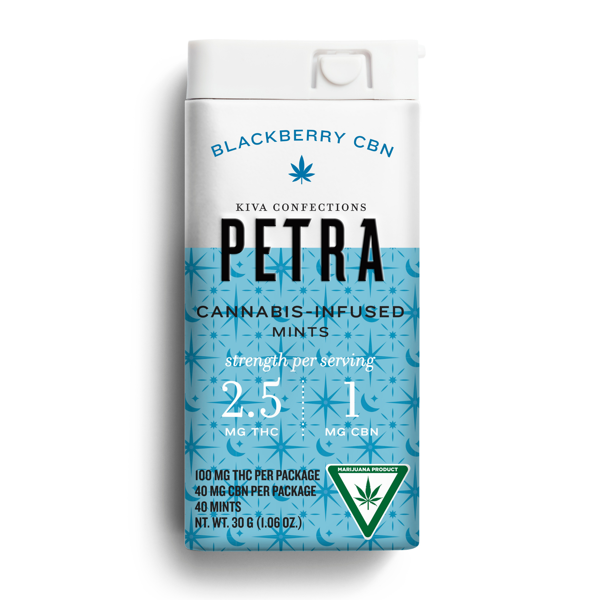 Photograph of product: Petra | Mints | CBN Blackberry | 2.5:1 TH-oui:CBN 100mg