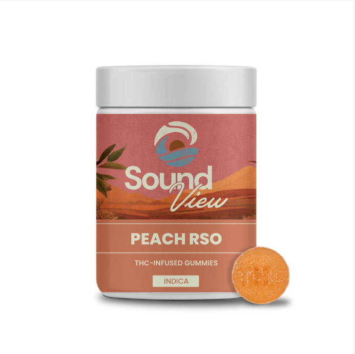 Photograph of product: SoundView Peach RSO Gummies T99.2mg I 00041