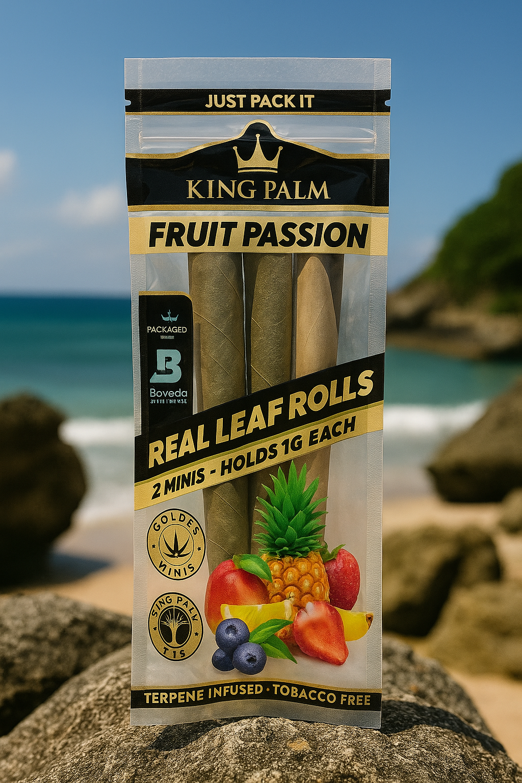 Photograph of product: King Palm - Fruit Passion - 2 Mini Wraps per Pack