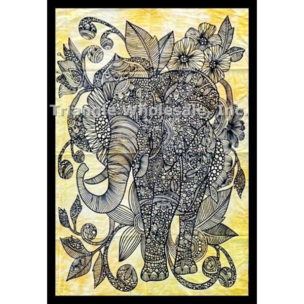 Photograph of product: Elephant &  Flowers Tapestry - 31" x 44.5"
