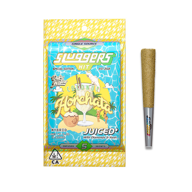 Photograph of product: COCONUT HORCHATA | SLUGGERS X DUBZ GARDEN | INFUSED PREROLL 5PK | 0.7G