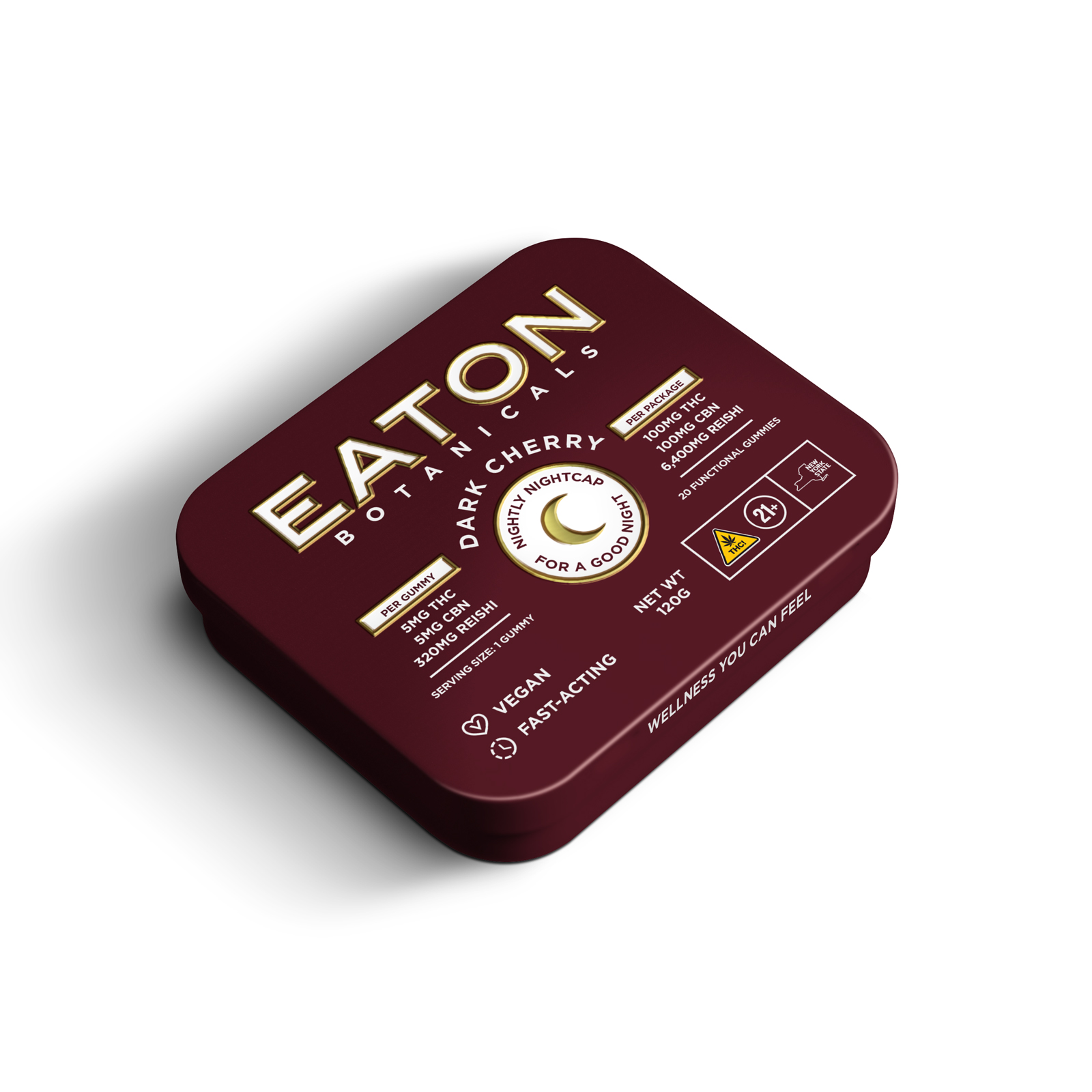 Photograph of product: Eaton Botanicals | Dark Cherry Nightly Nightcap | Gummies | 100mg