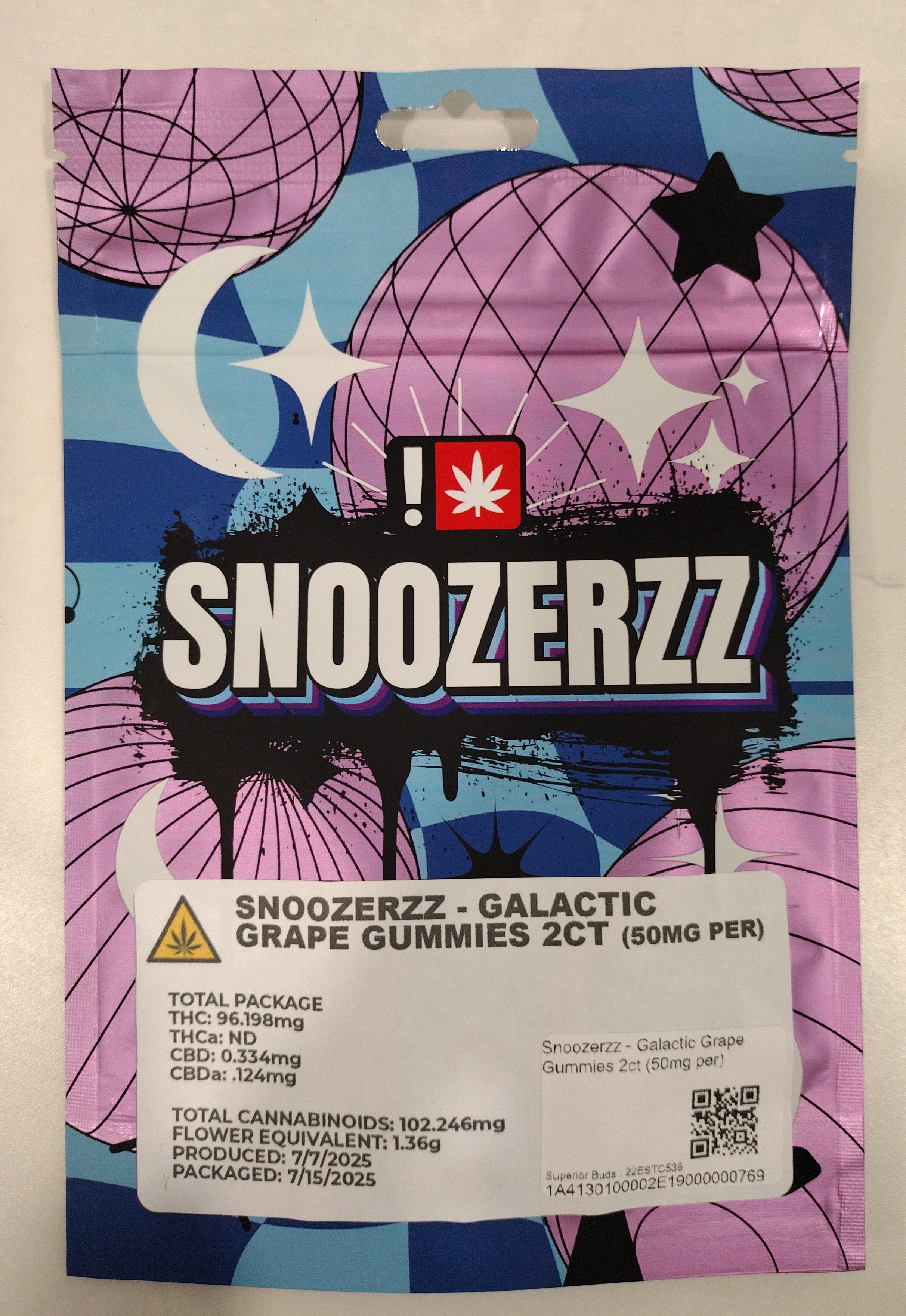 Photograph of product: Groovy Treez - Galactic Grape 2 Pk Gummies - 96mg