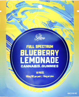 Photograph of product: Sublime - RSO Gummies - (H) - Blueberry Lemonade - 100mg