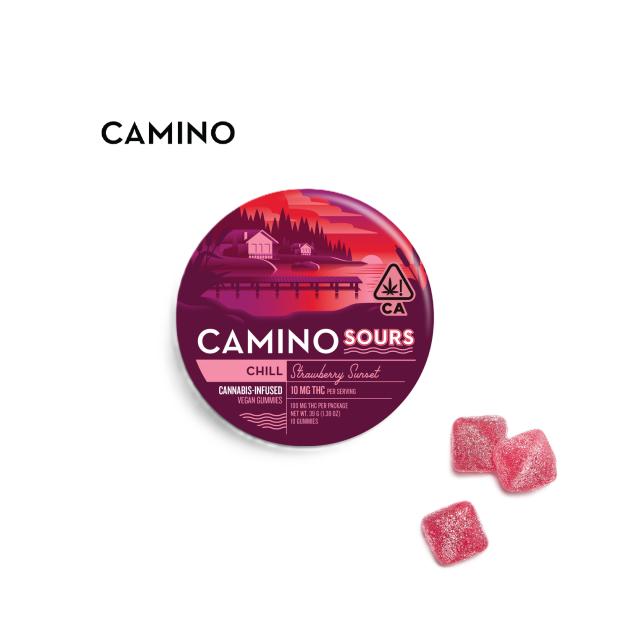 Photograph of product: SOUR STRAWBERRY SUNSET 100MG 10 PACK GUMMIES