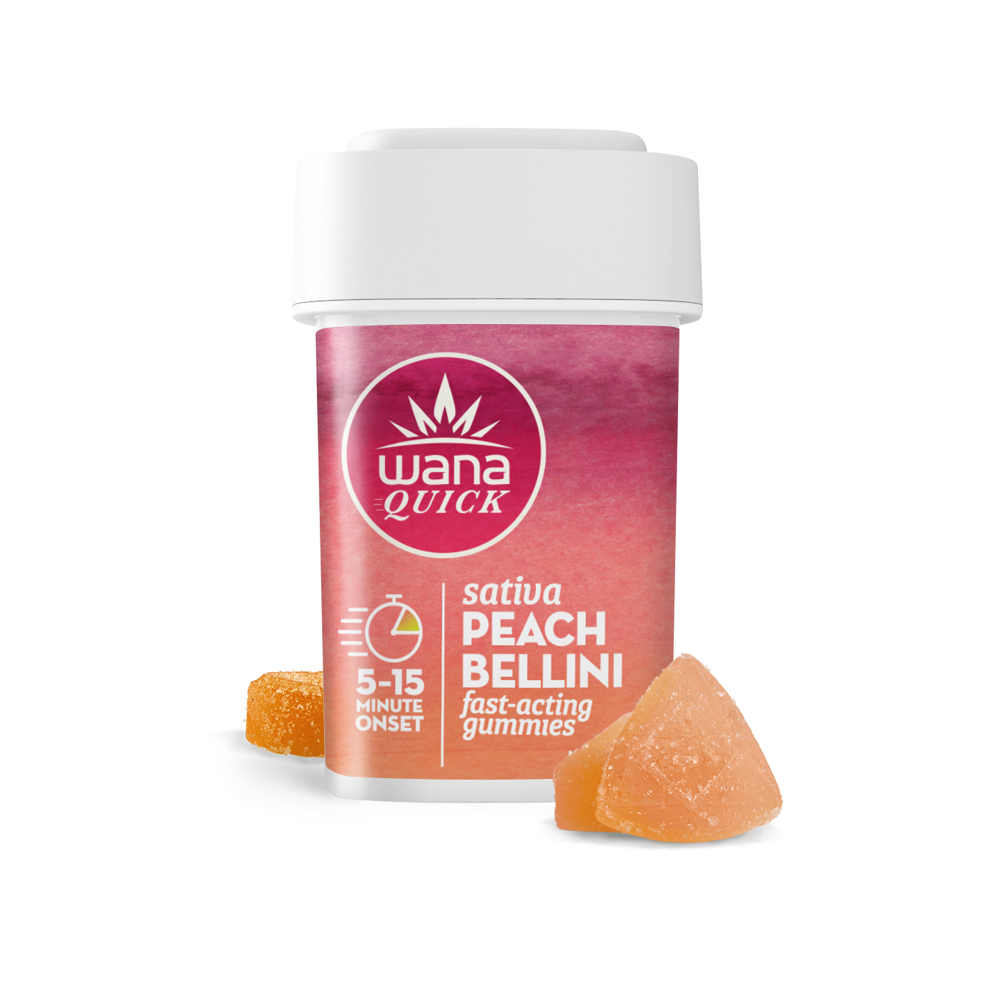 Photograph of product: Wana | Quick | Peach Bellini | Sativa