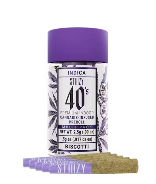 Photograph of product: 2.5G Pre-Rolls Infused 40's Biscotti (5PK) - Biscotti