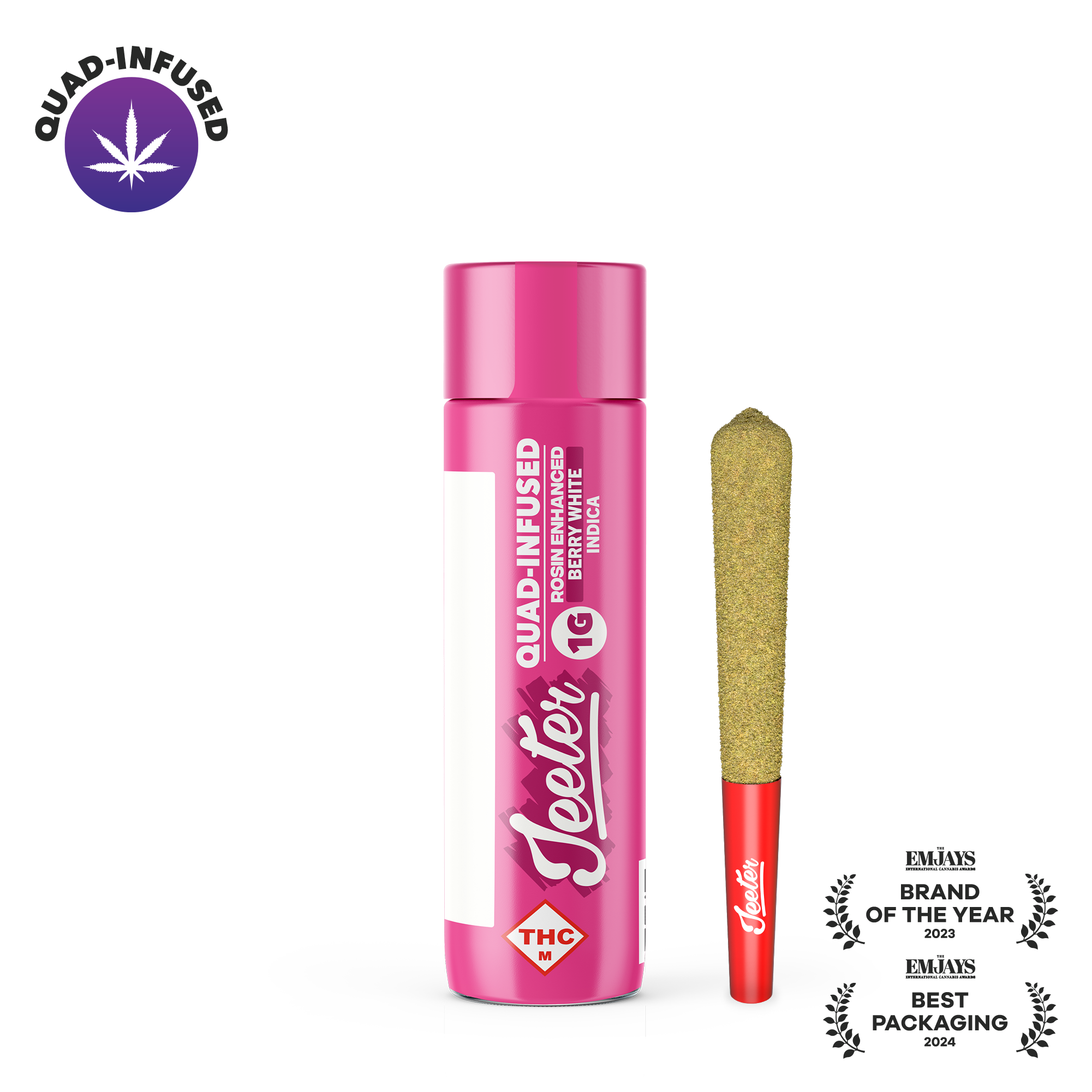 Photograph of product: Berry White Quad Infused Jeeter Pre-Roll | 1g