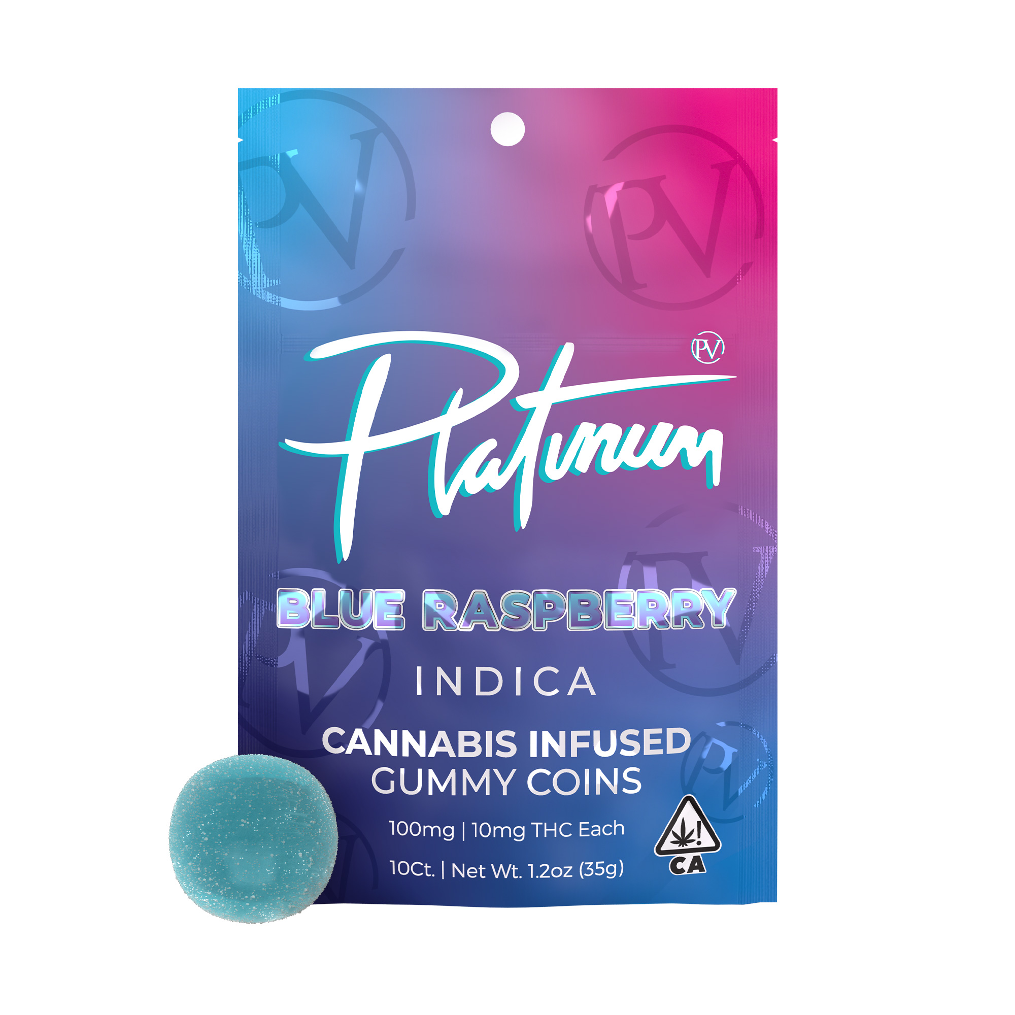 Photograph of product: Platinum - Blue Raspberry Gummies 100mg
