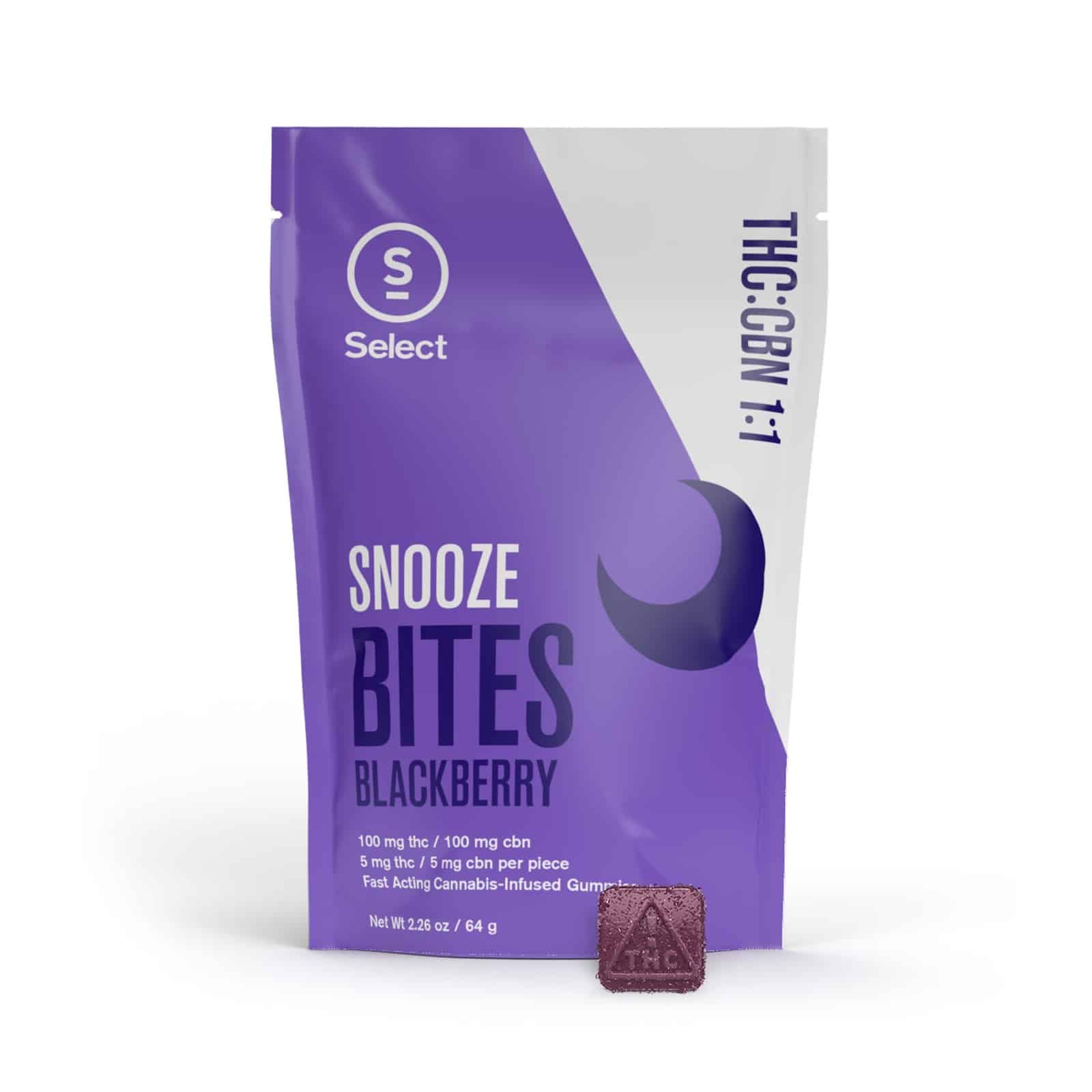 Photograph of product: Select Blackberry Snooze Bites (5mg x 20pk) Gummies 100mg