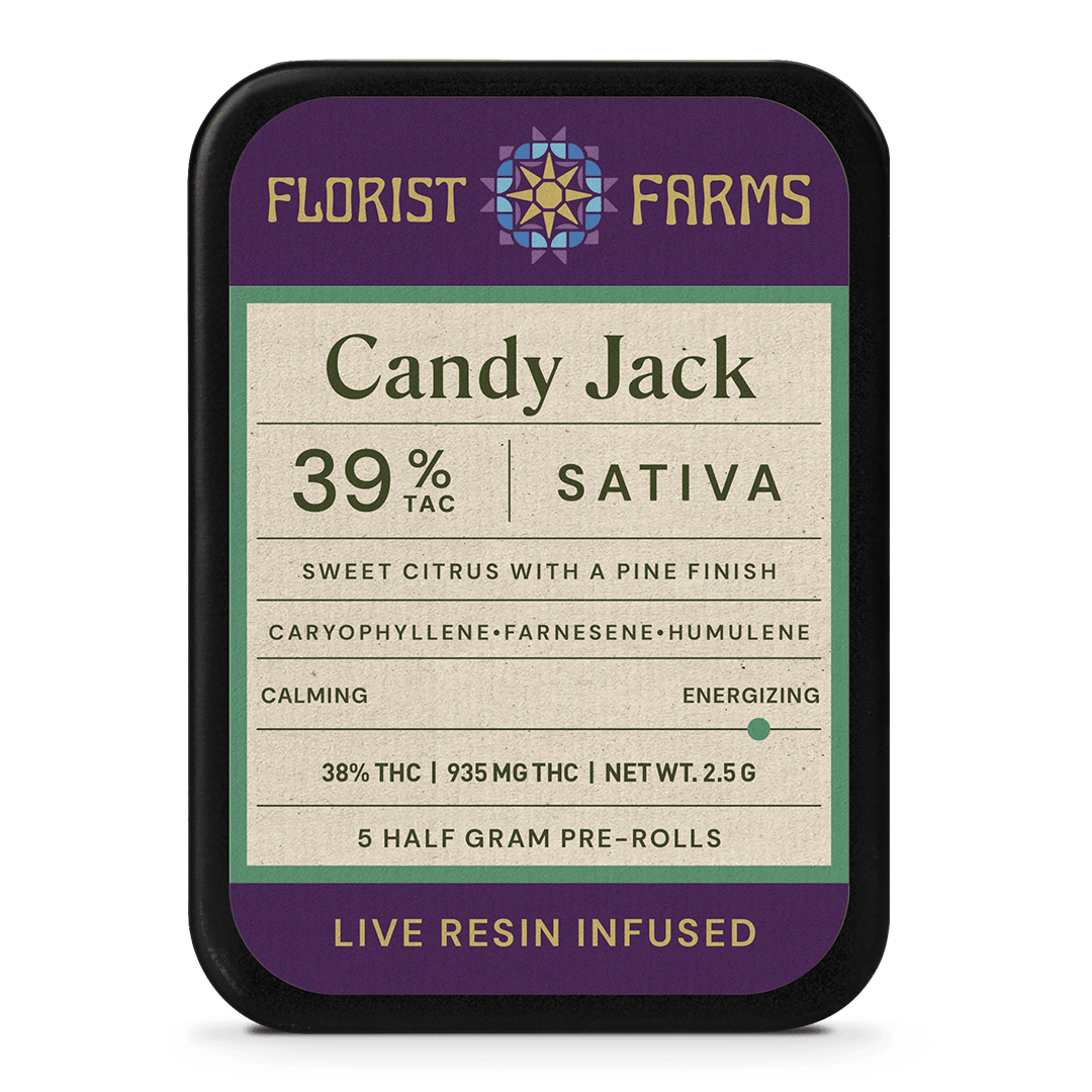 Photograph of product: Florist Farms - Candy Jack - Live Resin Infused  - (0.5g) Joints - Pre-roll