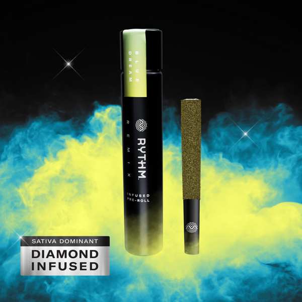 Photograph of product: Blue Dream | Pre-Roll | Single Infused | Oui'd | 1g
