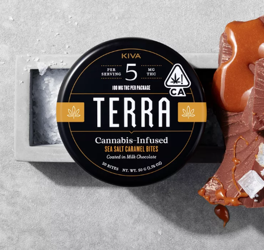 Photograph of product: Kiva | Milk Chocolate Sea Salt Caramel Terra Bites | 20pk 100mg