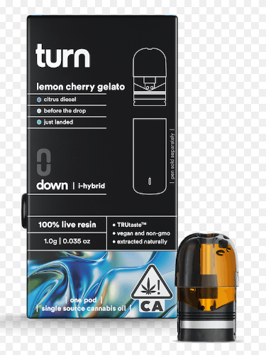 Photograph of product: TURN LEMON CHERRY GELATO LIVE RESIN POD I-HYBRID 1G