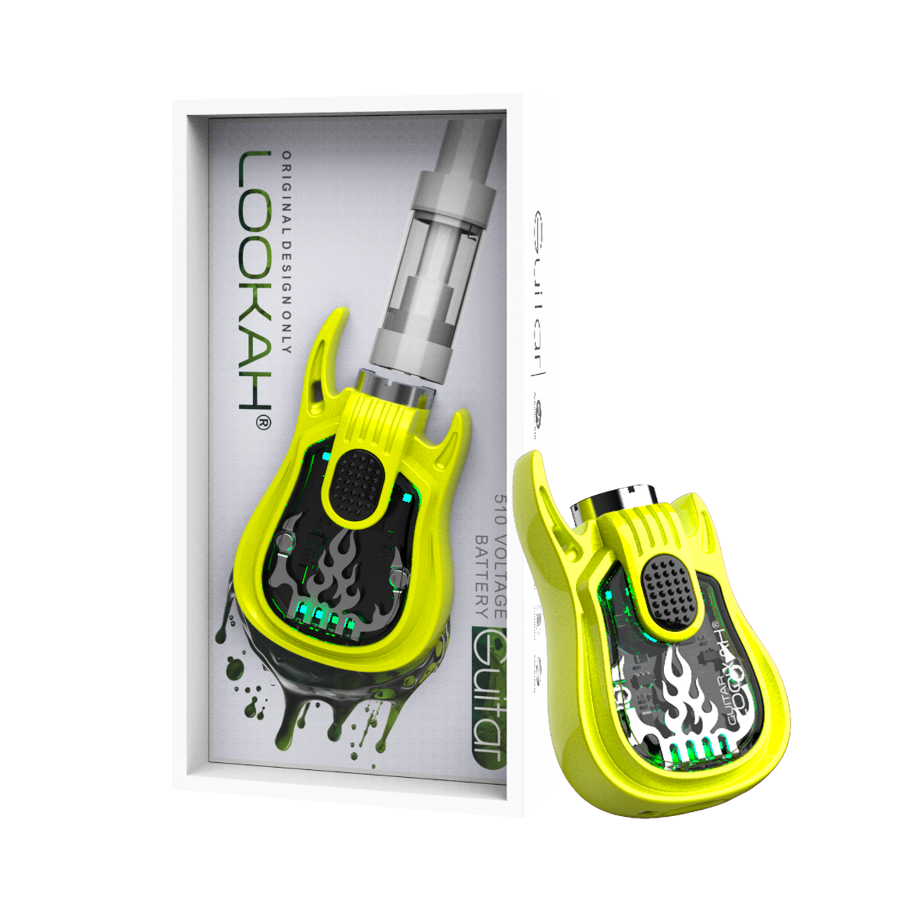 Photograph of product: Lookah Guitar 510 Thread Battery | Neon Green