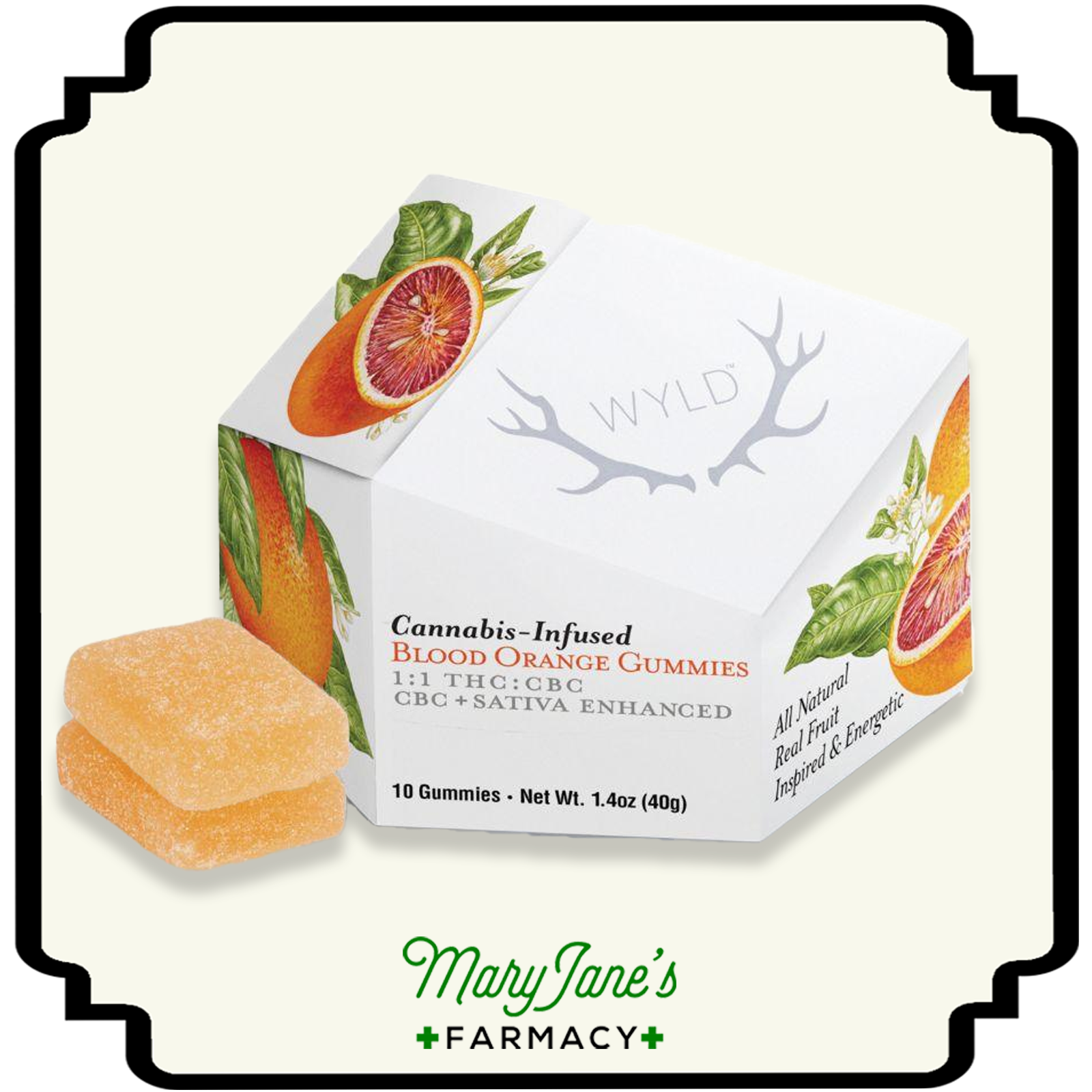 Photograph of product: Blood Orange 1:1 TH-oui:CBC Gummies 10-Pack | 100mg