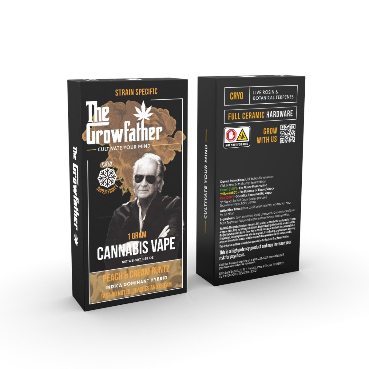Photograph of product: The Growfather | Peaches & Cream Runtz | 1g Cold Pressed Live Rosin Terpene Disposable