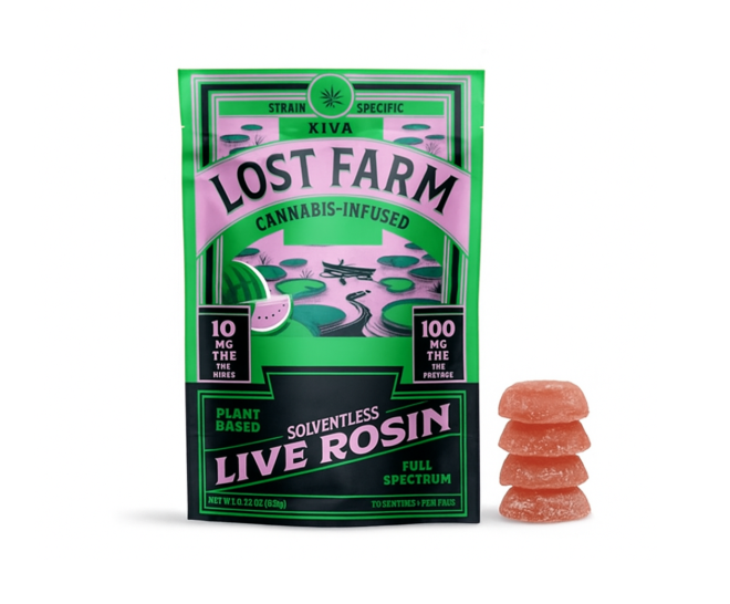 Photograph of product: Watermelon x Fatso Live Rosin | Lost Farm | Gummies | 100mg