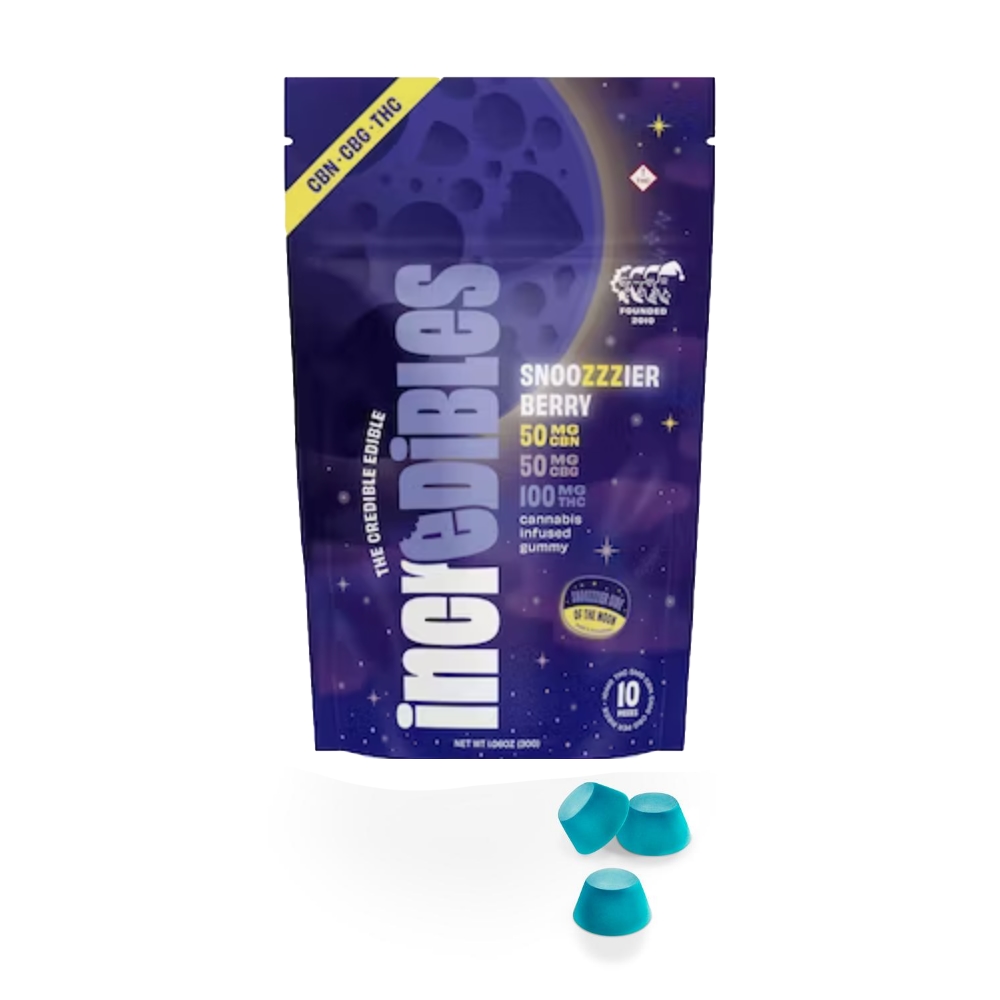 Photograph of product: Gummies | Incredibles | Snoozzzierberry [2:1:1 TH-oui/CBN/CBG] [10pk]