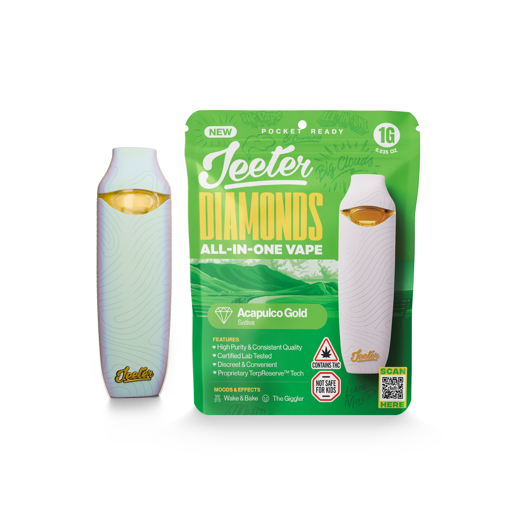 Photograph of product: Acapulco Gold Liquid Diamonds AIO 1g