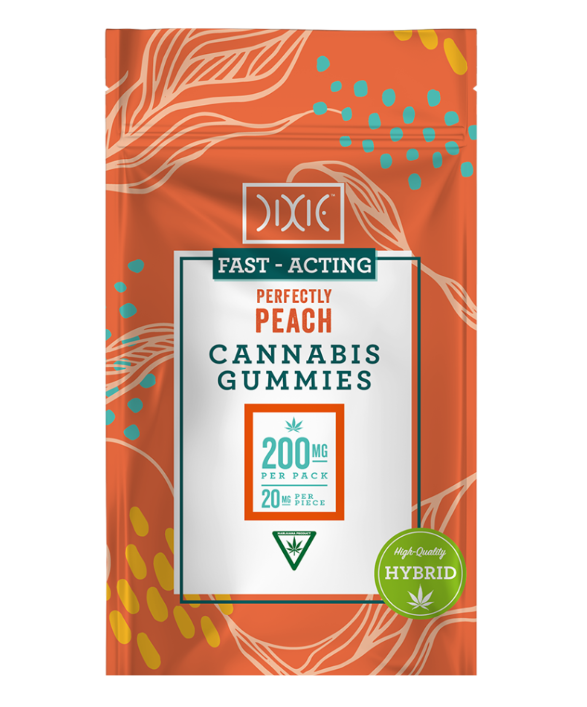 Photograph of product: Dixie Perfectly Peach Fast-Acting Gummies 200mg Rec