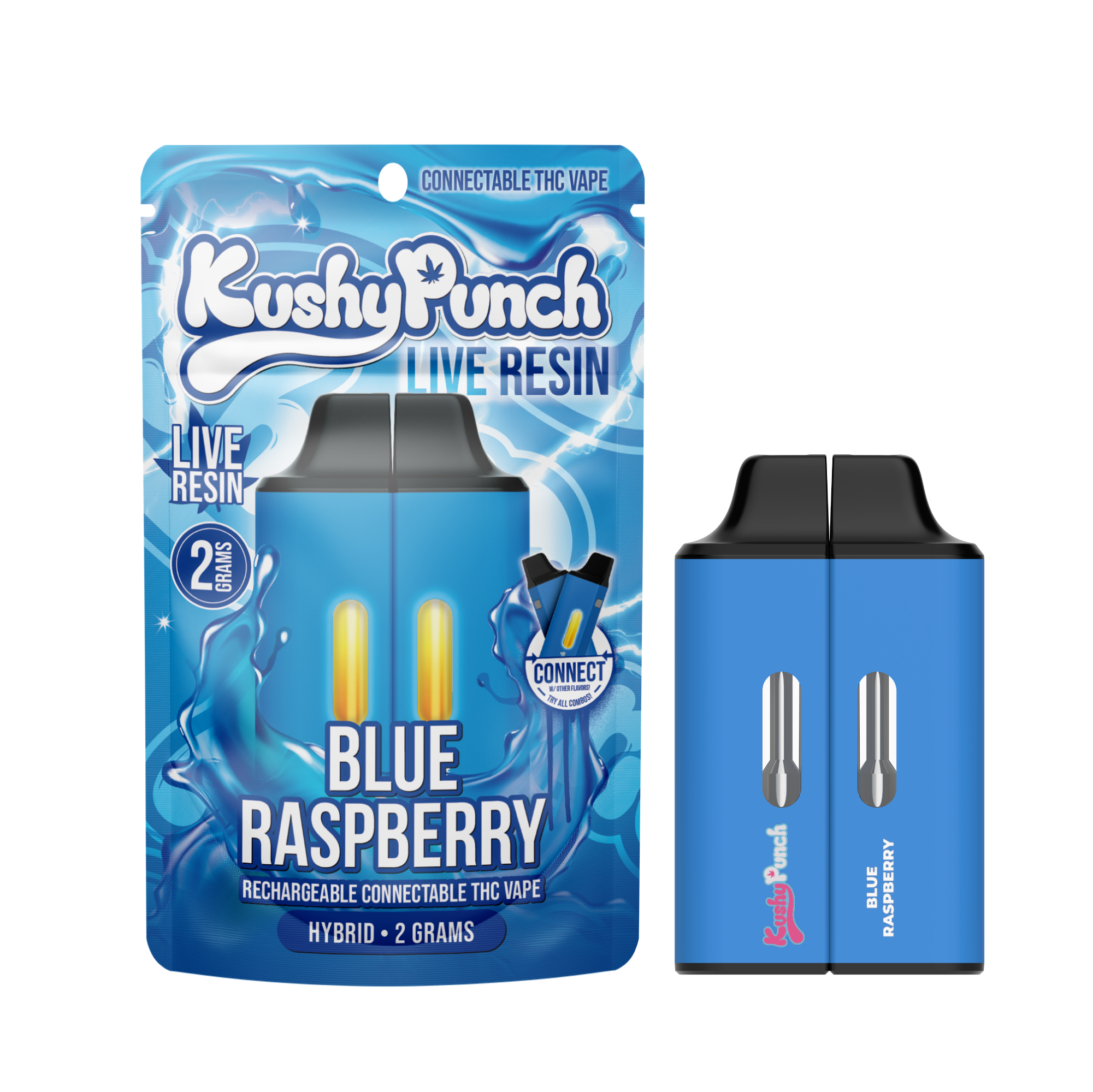 Photograph of product: Kushy Punch Live Resin Disposable Click Blue Raspberry