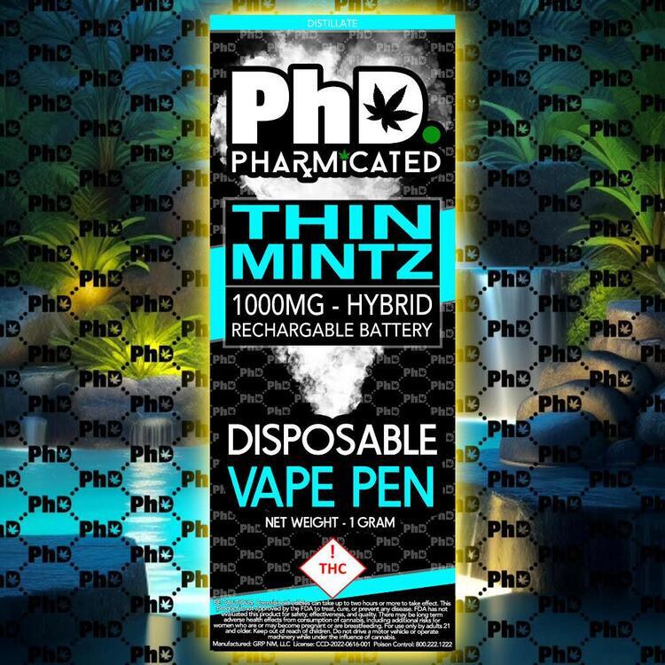 Photograph of product: PhD - Thin Mintz Distillate Disposable Vape