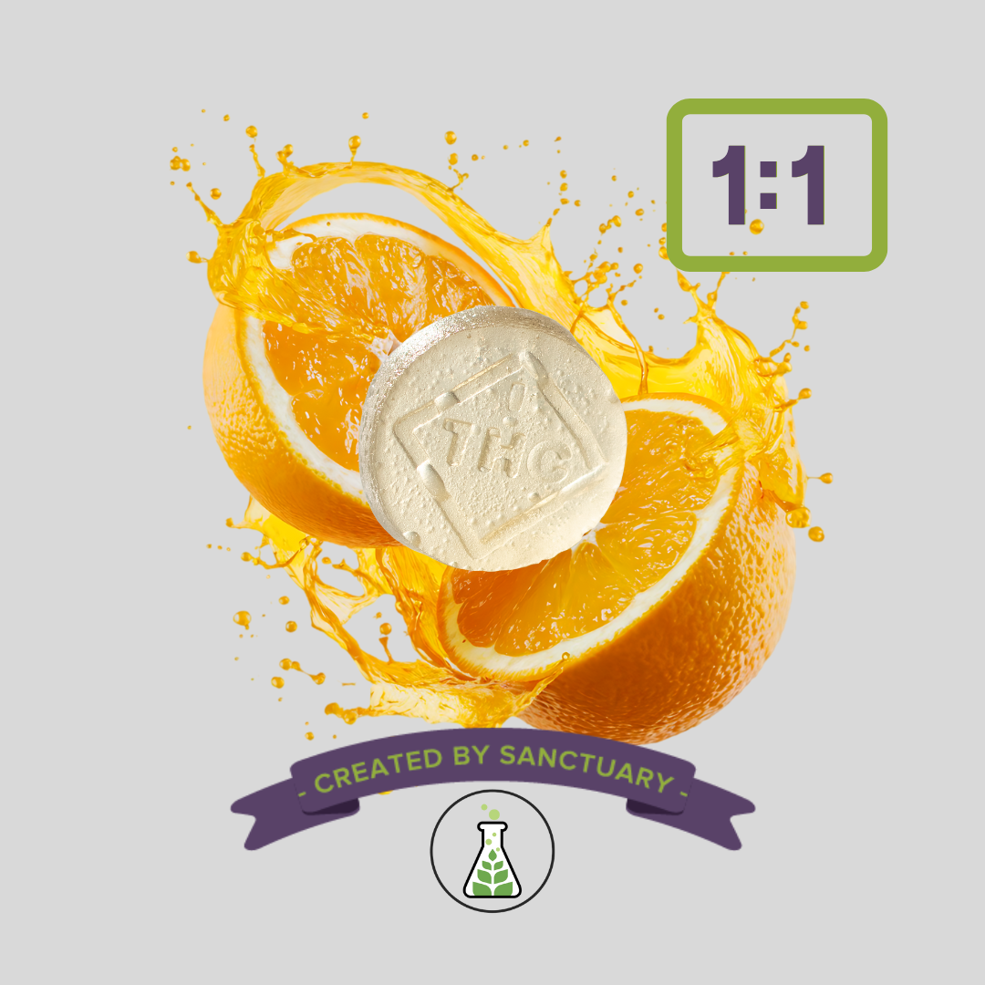 Photograph of product: Full Spectrum Soft Chew | Orange 1:1 CBD to TH-oui ratio | 100mg 10pk