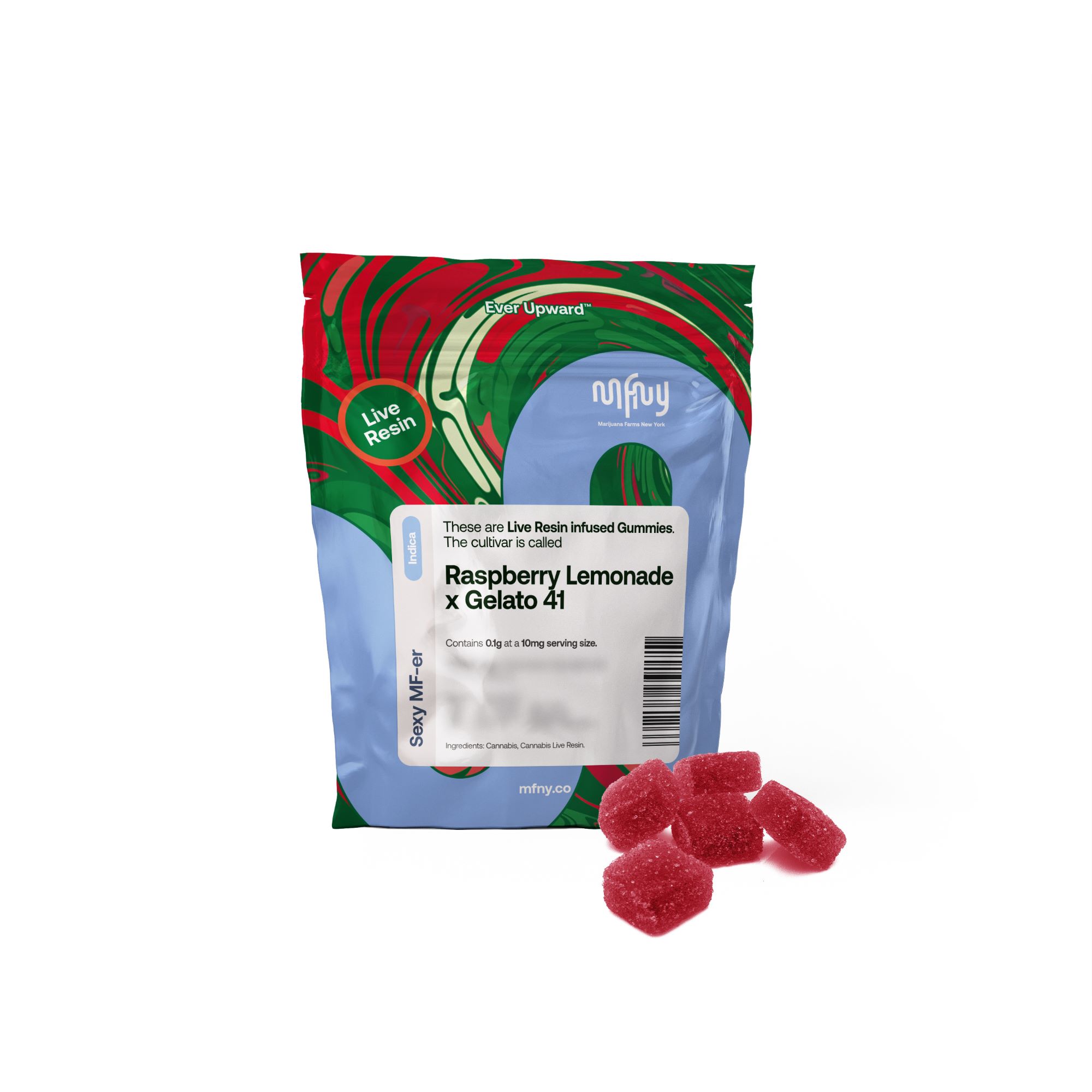 Photograph of Product: Raspberry Lemonade x Gelato 41 | 10ct. Live Resin Gummies | MFNY