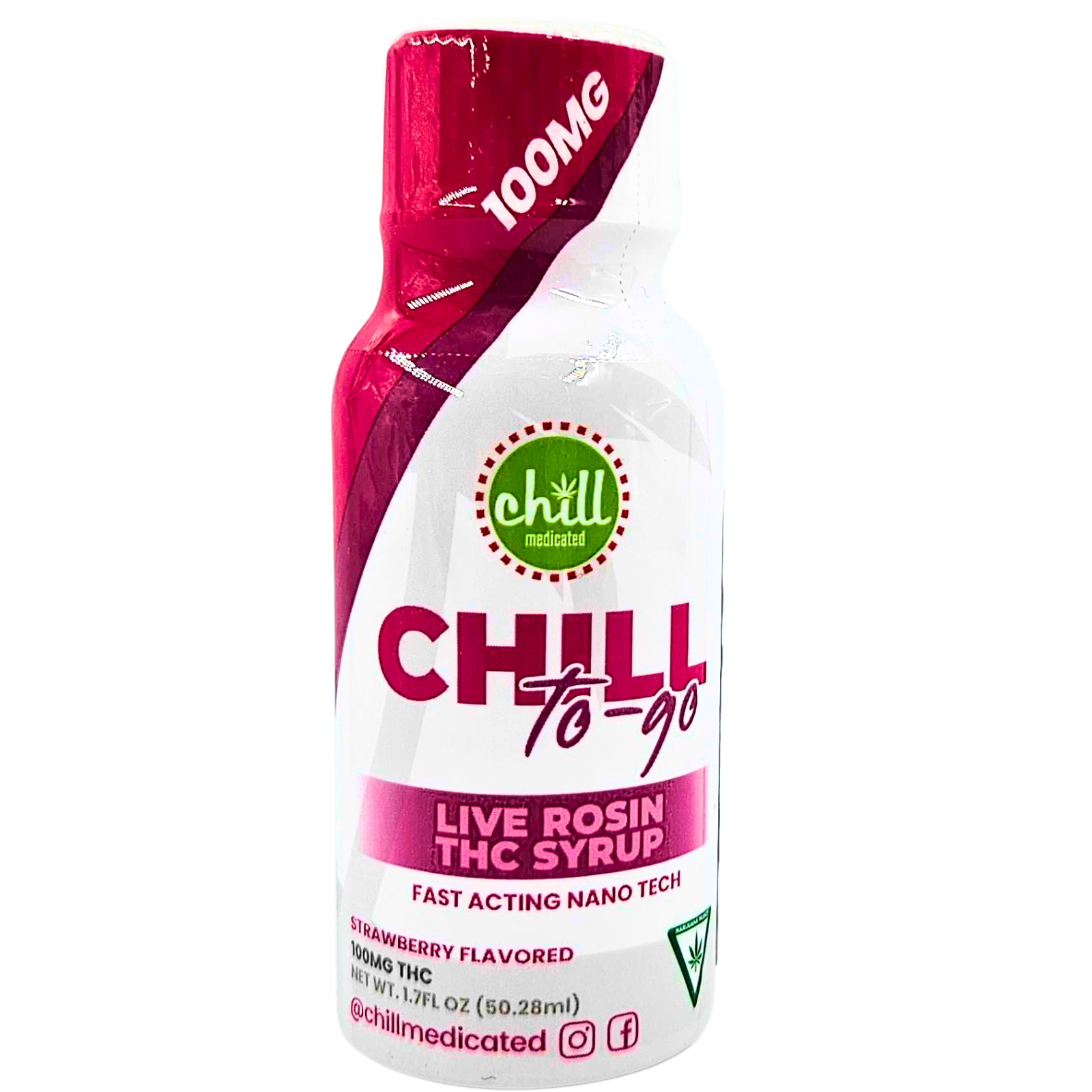 Photograph of product: CHILL MEDICATED | Syrup | Rosin | To-Go | Strawberry | 100mg