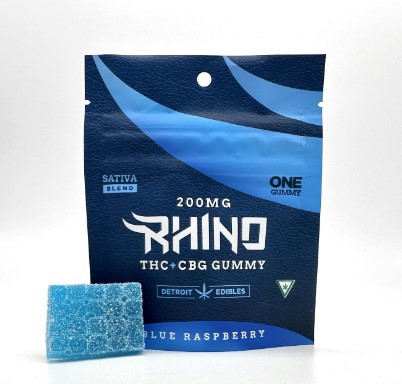Photograph of product: Rhino Gummy - Blue Raspberry - 200mg TH-oui & 50mg CBG