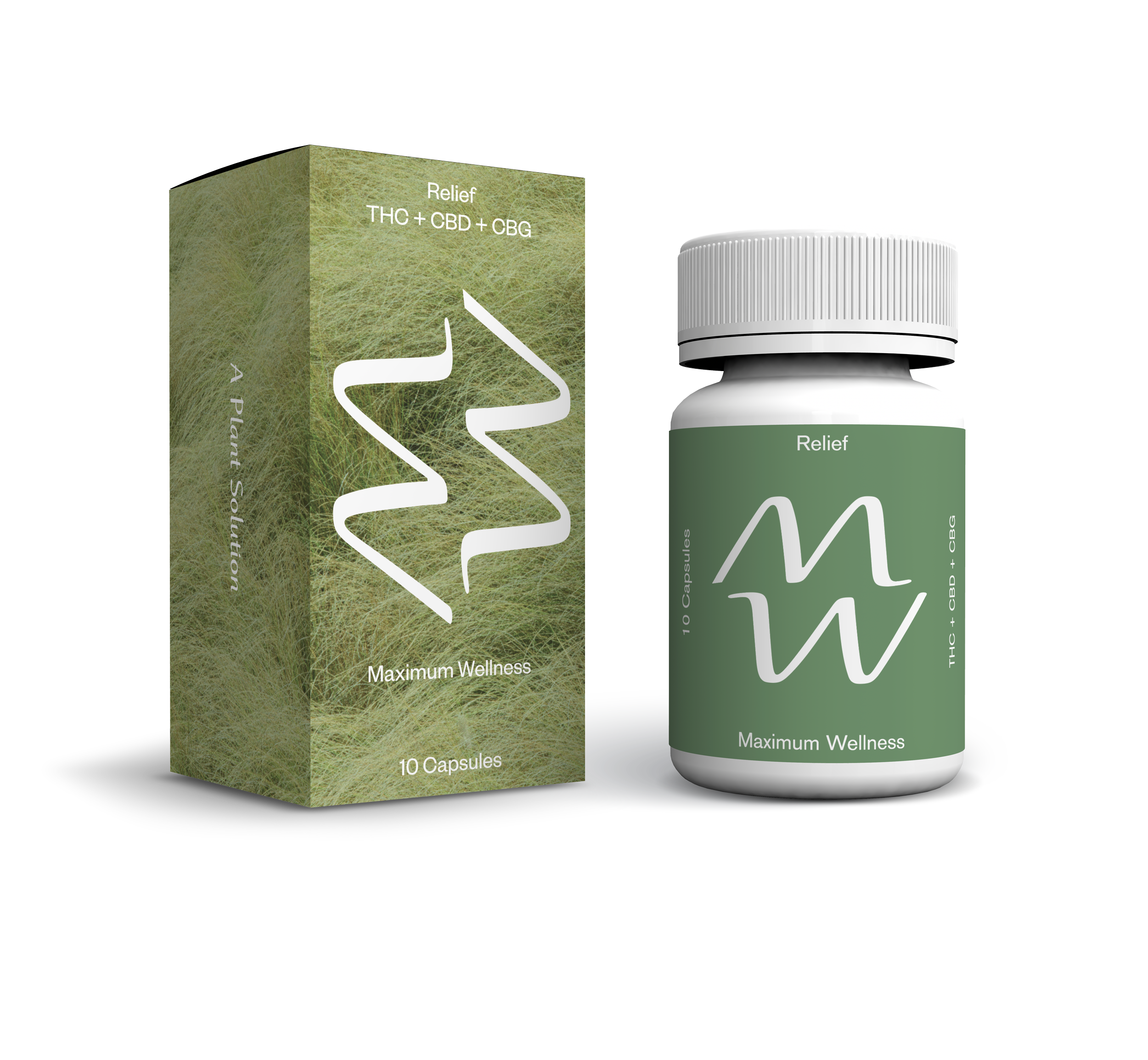 Photograph of product: Capsules: Relief 25mg 2:1:2 CBG:CBD:TH-oui